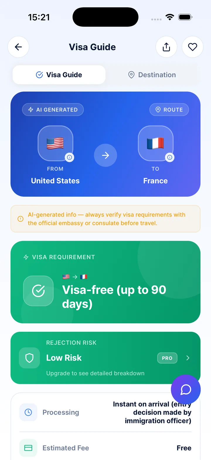 AI Visa Guide ikinci ekran